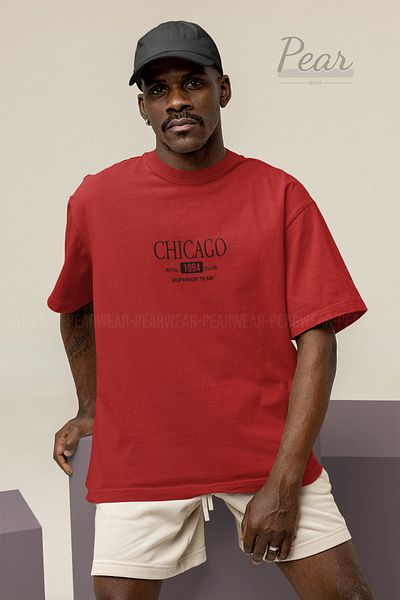Pear Wear Unisex Oversize Chicago Printed T-Shirt
