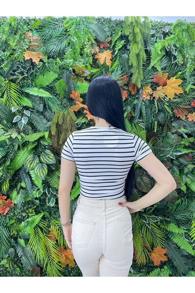 PALPİTO Λευκή ριγέ γυναικεία Crop Camisole Μπλούζα