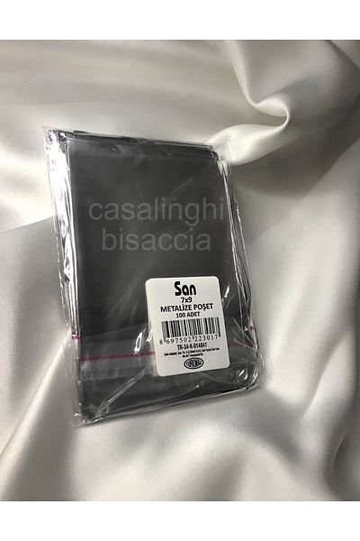 CASALINGHI Single Color Silver Gift Package - Very Small Metallized Bag, Silver Tape, 7x9 cm, 1 Pack 100 Pieces