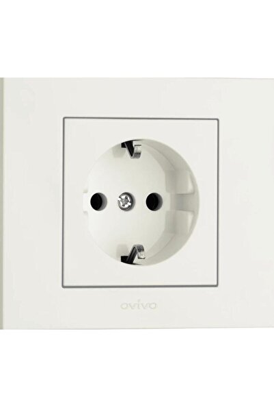OVİVO 10 Adet Grano Beyaz Topraklı Priz 10'lu Paket / Set Çerçeve Dahil