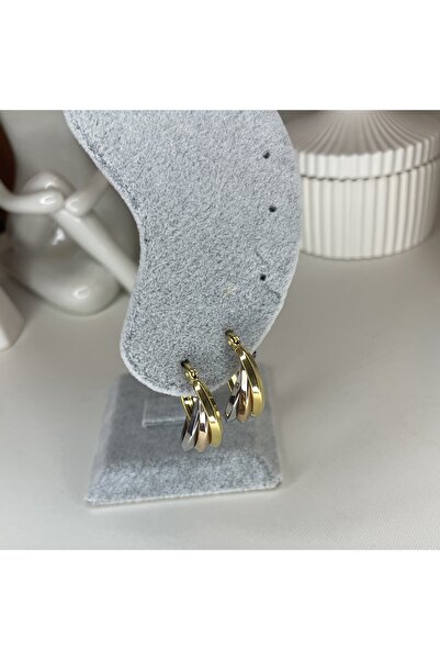 HANDAN ÇİĞDEM BUTİK أقراط دائرية من الفولاذ الذهبي والفضي والبرونزي