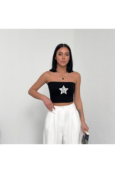 Touz Moda Βαμβακερό στράπλες χτενισμένο βαμβάκι - Lycra και εμπριμέ αστέρι
