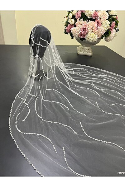 ZEN DUVAK Gelin Duvağı Kasnak Nakışlı Kırık Beyaz