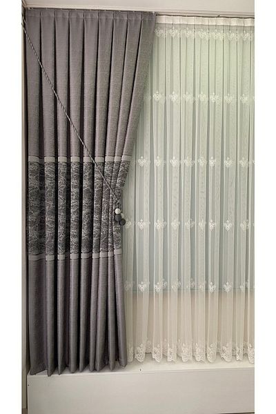 Fon Dünyası Gray Black Single Wing Panel Background Curtain