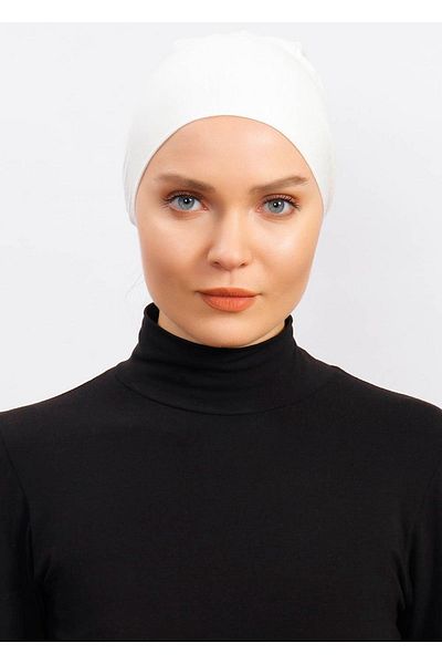 Ecardin Lycra Comfortable Non-Slip Practical Anti-Sweat Seamless Hijab Bonnet Scarf Turban Ready Bonnet - Cream