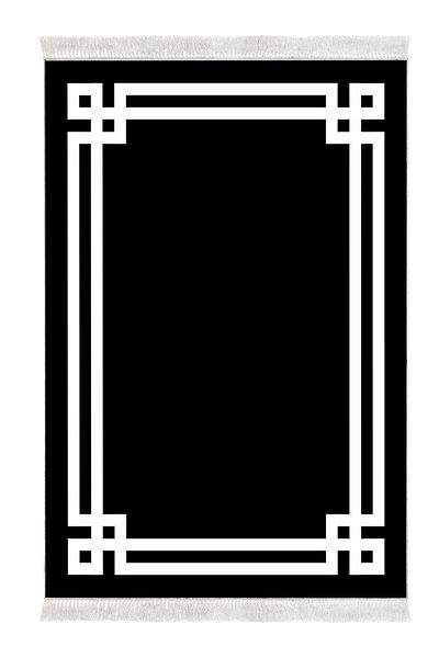 Dekoreko Digital 2-Piece Bath Mat Set Trend Felt Non-Slip Base Fringed Modern Jaz Black