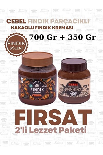 Cebel Fındık Parçacıklı Kakaolu Fındık Kreması 700 gr (KAVANOZ) %23 350 gr Ka...