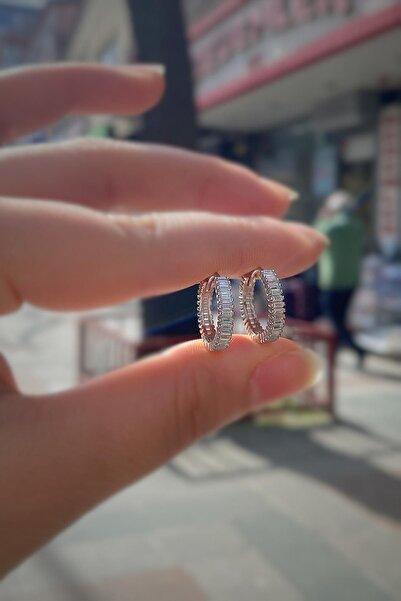 Erer Gümüş Gümüş Baget Taşlı Iç Çapı 12 Mm Halka Küpe Dy78e51