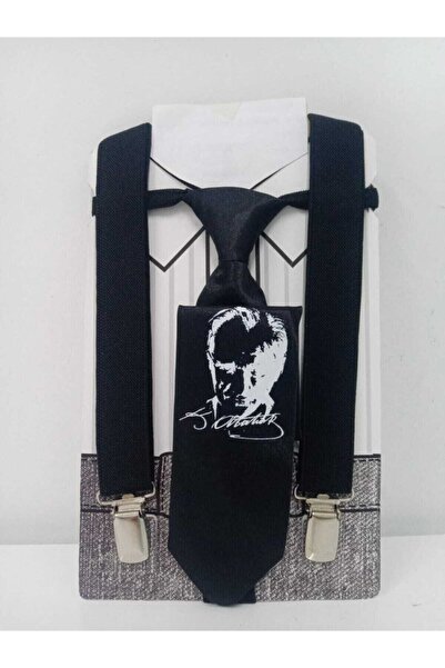 BYB Erkek Çocuk Pantolon Askısı Ve Kravat (atatürk Baskılı)