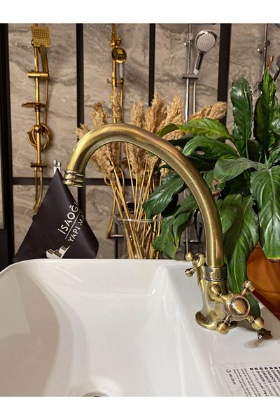 İSAOĞLU YAPI Antique Gold Avangarde Design Rustic Kitchen Faucet
