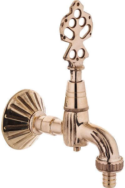 İSAOĞLU YAPI Gold Crown Tap with Hose Connection Apparatus Crown Faucet Gold Complete Brass