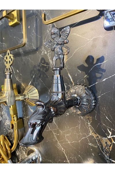 İSAOĞLU YAPI Basin Faucet Bath Faucet Black Color Premium Design All Brass