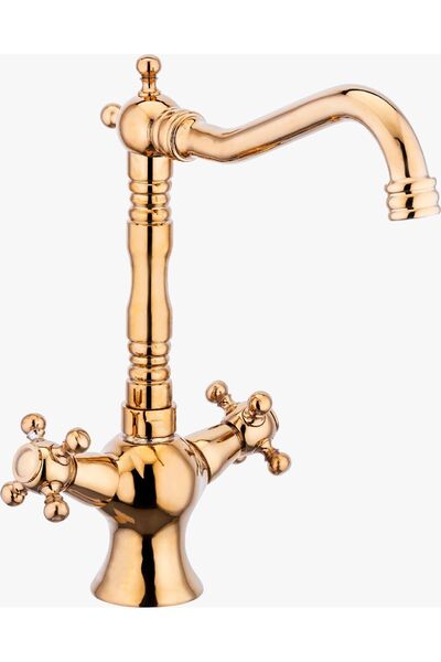 İSAOĞLU YAPI Rustik Batarya Gold Musluk Batarya Country Tasarım Altın Musluk