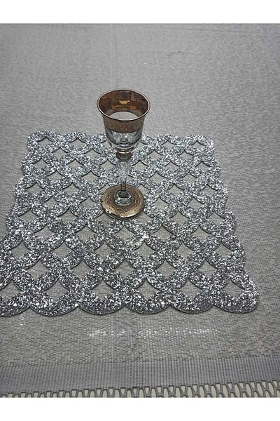 SEHARA 4 τεμάχια Zigon τραπεζομάντιλα σαλονιού - 33x33cm, s.δερμάτινα, με λάμψη και γκλίτερ