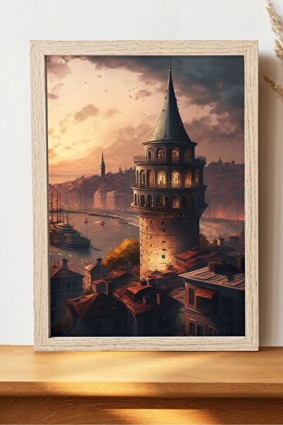 Luna Marissa Sanatsal Galata Kulesi Poster - Çerçevesiz Şehir Poster