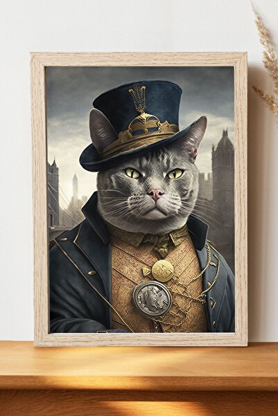 Luna Marissa Αφίσα Steampunk Cat - Αφίσα ψηφιακής τέχνης από χοντρό χαρτί χωρ...