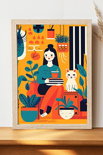 Luna Marissa Γυναικεία μίνιμαλ αφίσα με γάτες - Αφίσα τοίχου από γυαλιστερό χ...