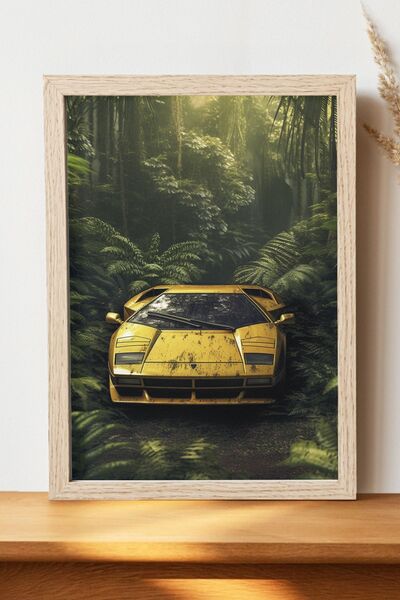 Luna Marissa Κίτρινη αφίσα Ferrari - Αφίσα αυτοκινήτου από γυαλιστερό χαρτί χ...