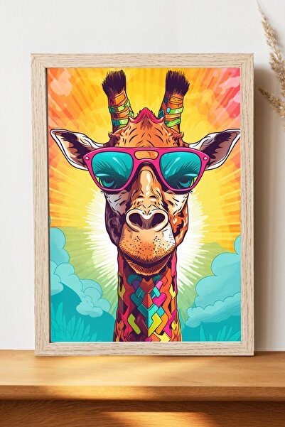 Luna Marissa Αφίσα Cool Giraffe - Αφίσα ψηφιακής τέχνης από γυαλιστερό χαρτί ...