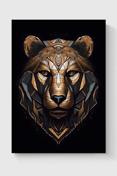 Luna Marissa Αφίσα γεωμετρικής καφέ αρκούδας χωρίς πλαίσιο τοίχου