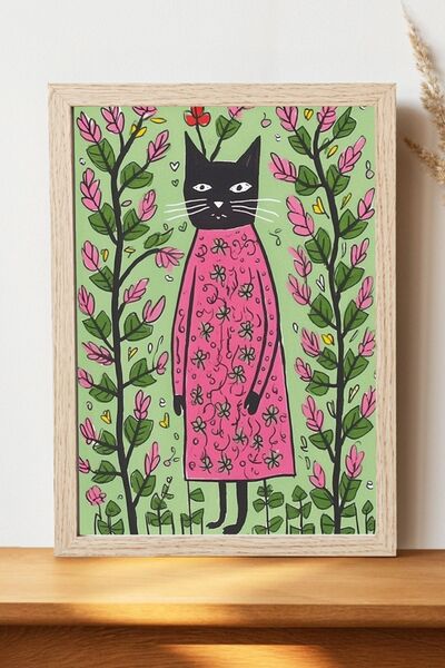 Luna Marissa Αφίσα μαύρης γάτας - Αφίσα τοίχου από γυαλιστερό χαρτί χωρίς πλα...