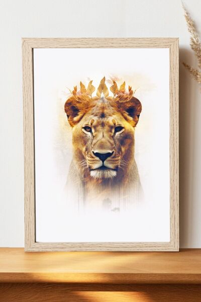 Luna Marissa Καλλιτεχνική αφίσα λιονταριού - Αφίσα ψηφιακής τέχνης από γυαλισ...