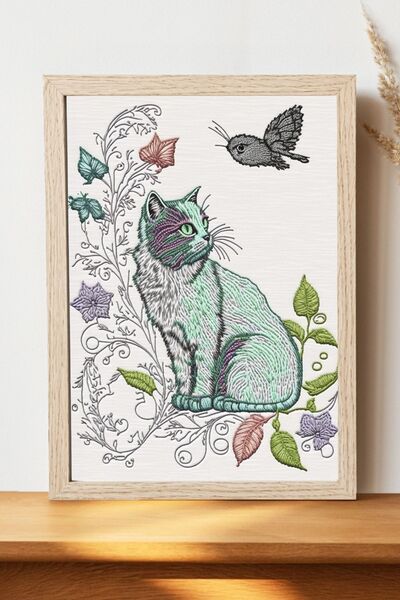 Luna Marissa Εικονογράφηση αφίσας γάτας - Αφίσα ψηφιακής τέχνης από χοντρό χα...