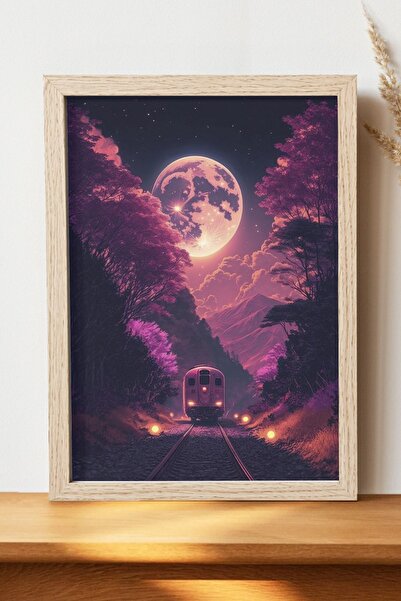 Luna Marissa Αφίσα Retrowave Train - Αφίσα ψηφιακής τέχνης από χοντρό χαρτί χ...