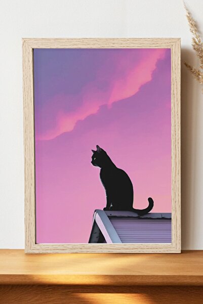 Luna Marissa Αφίσα Μαύρης Γάτας - Χοντρό χαρτί χωρίς πλαίσιο, ψηφιακή διακοσμ...