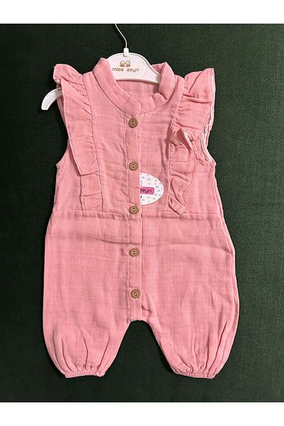 Limones Pink Sleeveless Summer Muslin - 100% Cotton, for Baby Girl