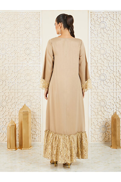 Styli Lace Trim Solid Jalabiya