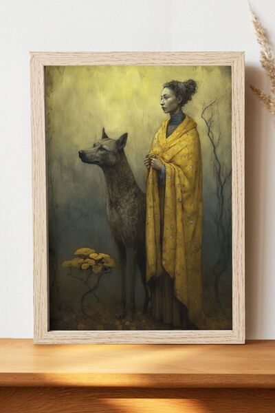 Luna Marissa Αφίσα ιστιοπρίονου και γυναίκας - Αφίσα ψηφιακής τέχνης από χοντ...