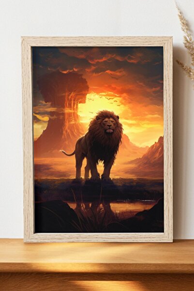 Luna Marissa Αφίσα Sunset Lion - Αφίσα ψηφιακής τέχνης από γυαλιστερό χαρτί χ...