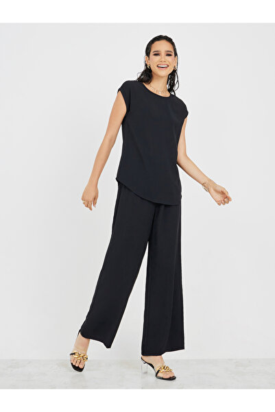 Styli Cap Sleeves Top & Wide Leg Trousers Under Abaya Set