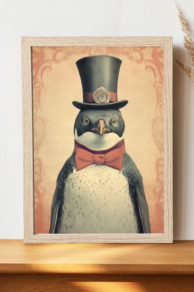 Luna Marissa Μινιμαλιστική αφίσα πιγκουίνων - Αφίσα ψηφιακής τέχνης από γυαλι...