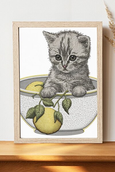 Luna Marissa Αφίσα γάτας σε μπολ - Αφίσα ψηφιακής τέχνης από χοντρό χαρτί χωρ...