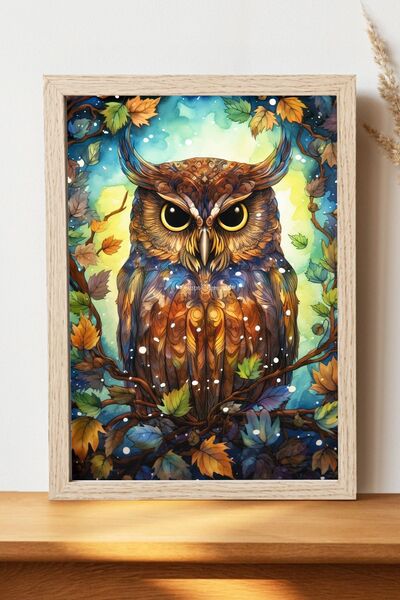 Luna Marissa Αφίσα Κουκουβάγιας - Αφίσα τοίχου από γυαλιστερό χαρτί χωρίς πλα...