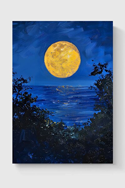 Luna Marissa Κίτρινη αφίσα Νυχτερινής Σελήνης Μπλε Αφίσα τοίχου χωρίς πλαίσιο