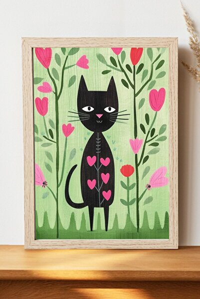 Luna Marissa Αφίσα μαύρης γάτας - Αφίσα τοίχου από γυαλιστερό χαρτί χωρίς πλα...
