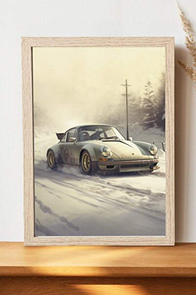 Luna Marissa Αφίσα χειμερινού τοπίου με αυτοκίνητο - Αφίσα αυτοκινήτου από γυ...