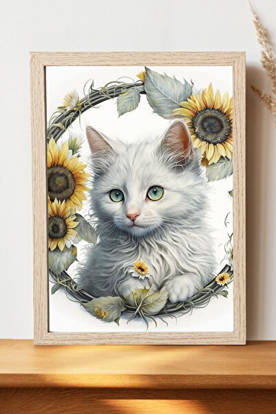 Luna Marissa Αφίσα Λευκής Γάτας - Αφίσα τοίχου από γυαλιστερό χαρτί χωρίς πλα...