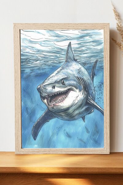 Luna Marissa Αφίσα καρχαρία - Αφίσα τοίχου από γυαλιστερό χαρτί χωρίς πλαίσιο