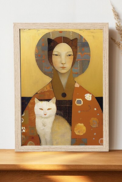 Luna Marissa Γυναίκα με γάτα - Ψηφιακή διακοσμητική αφίσα από χοντρό χαρτί χω...