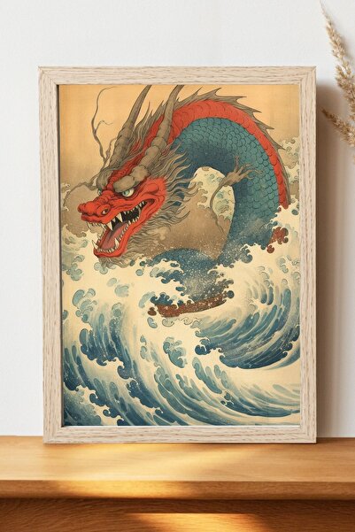 Luna Marissa Αφίσα ρετρό δράκου - Αφίσα τοίχου από γυαλιστερό χαρτί χωρίς πλα...
