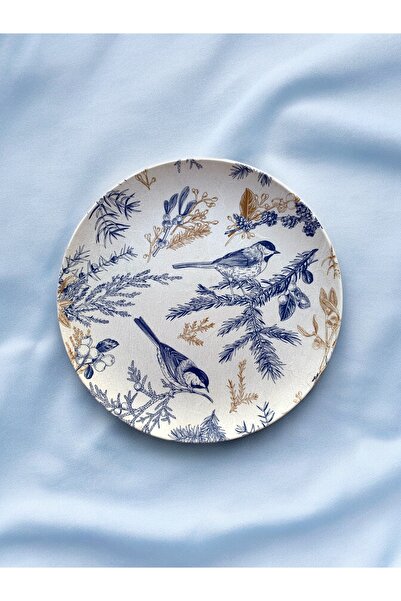 unique florya Διακοσμητικό πιάτο τοίχου με σχέδιο πουλιών Blue Blanc, Διακοσμ...