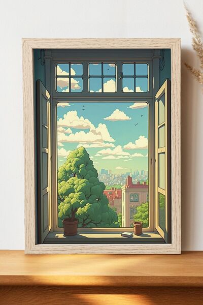 Luna Marissa Αφίσα με τοπίο από το παράθυρο - Αφίσα ψηφιακής τέχνης από χοντρ...