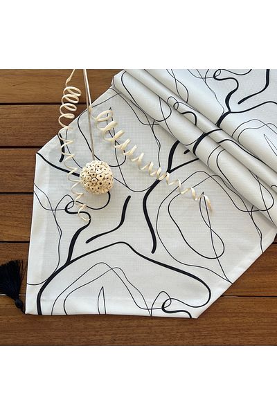 desen izmir New Season Black Knot Patterned Runner Cover