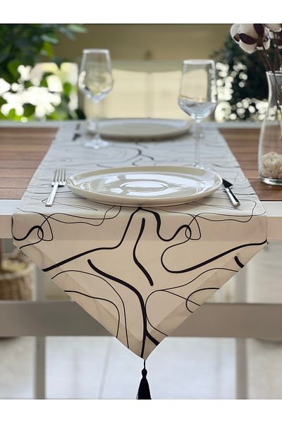 desen izmir New Season Black Knot Patterned Runner Cover