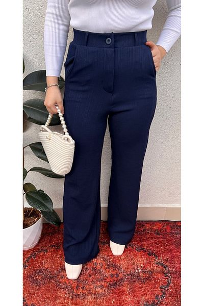ElitWear Women's Patterned Belted Trousers
