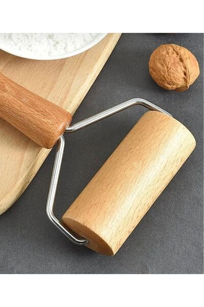 degerlihome Pratik Ahşap Saplı Rulo Hamur Açıcı Merdane Pürüzsüz Oklava